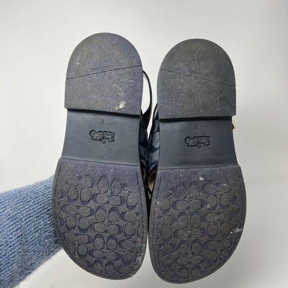 EUC Coach Fraser Chambray Signature Jacquard Sandal size US 8 MIDNIGHT NAVY - Picture 8 of 9